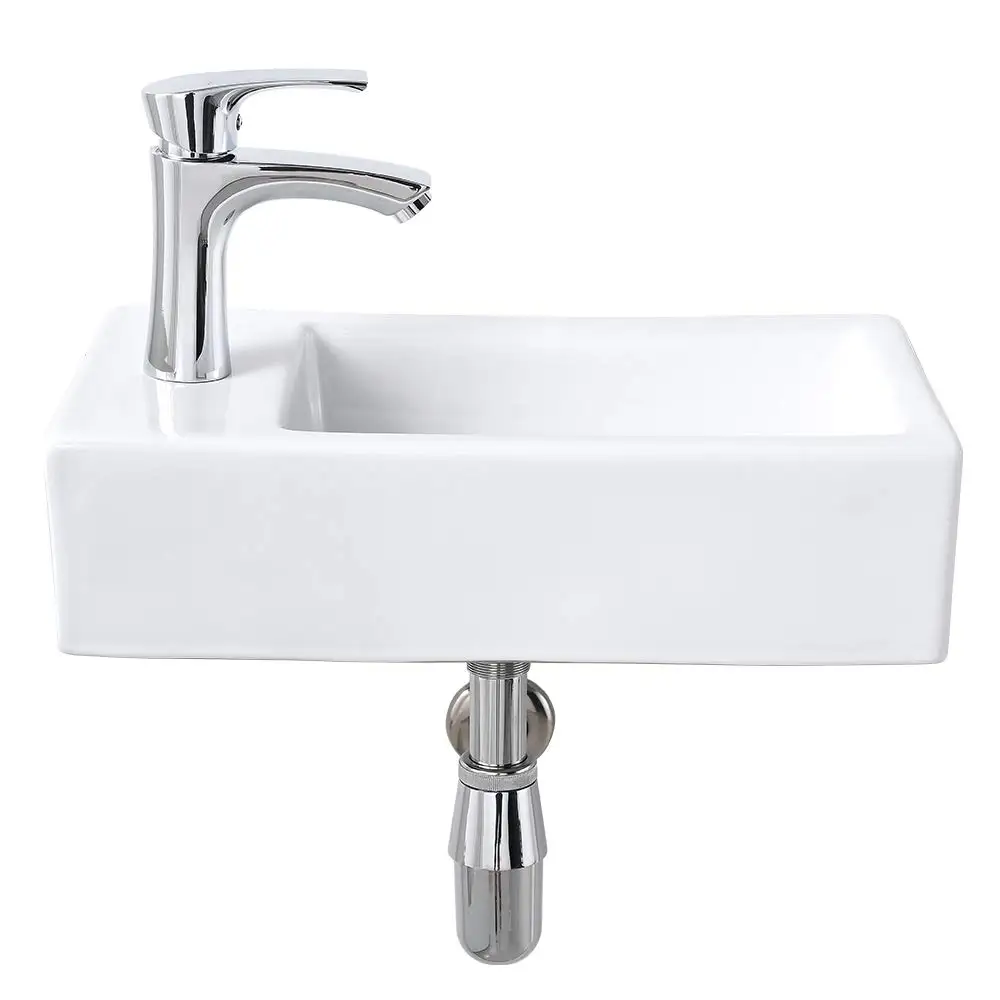 Wall mounted corner bathroom sink - Bokaiya 45.72 cm small corner sink, narrow space mini vanity bathroom, left hand