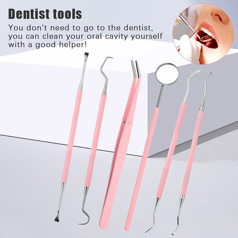 Dentist Clean Tools Stainless Steel Reusable Dental Mirror Double Probe Sickle Hoe Tooth Cleaner Oral Hygiene Care Tool Material