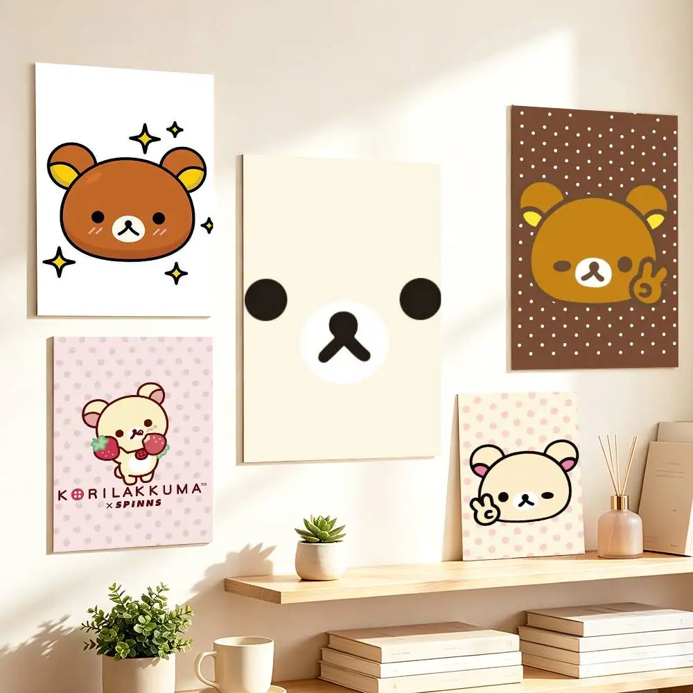 R+Rilakkuma White Brown Bear  Poster HD Self Adhesive Waterproof Wall Art Ideal for Home Office Dorm Gift