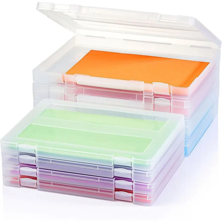 

8 Pack A4 Paper Organizer Box, Plastic Board Game Storage for Art Supplies 8.5 x 11 US Letter, Portable Scrapbook Paper Organize