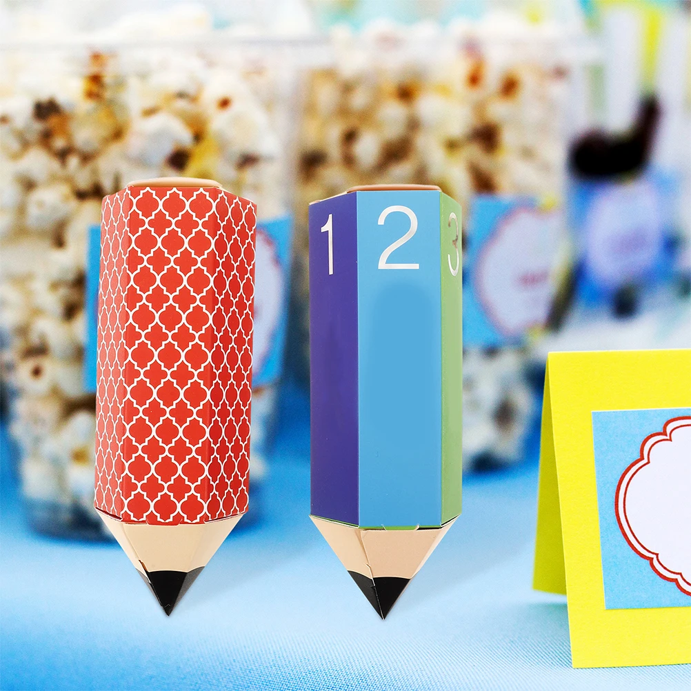 

10 Pcs Candy Boxes Pencil Shaped White Office Party Supplies Treat Packaging Gifts Children Birthday Cartoon Safe