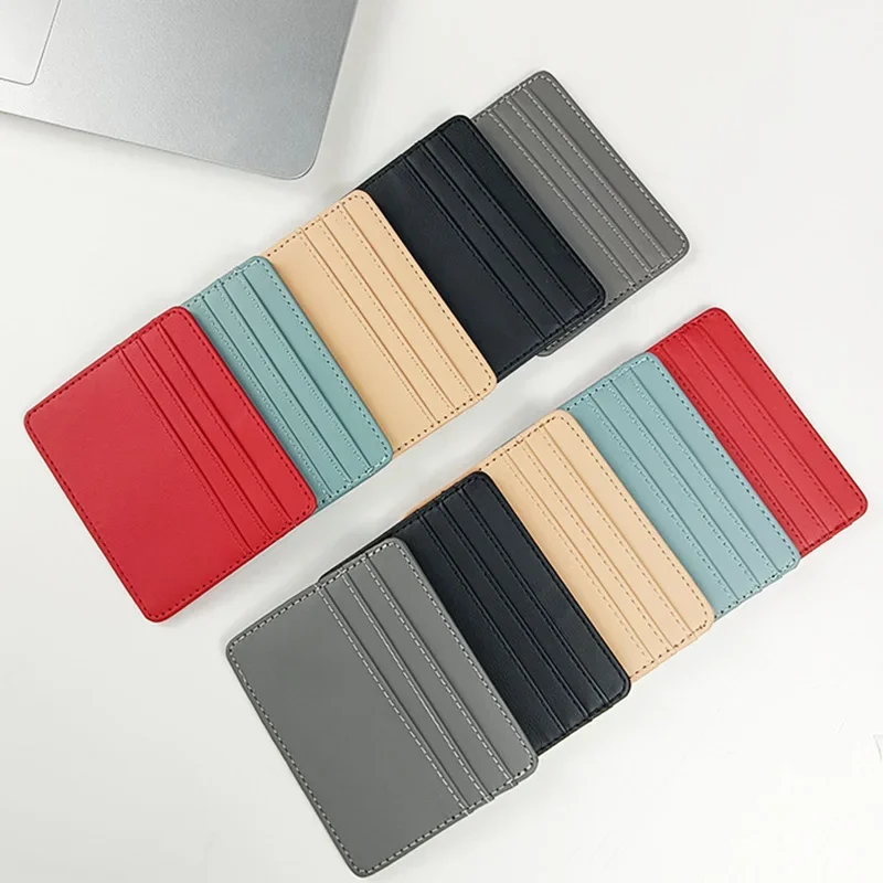 

Slim Card Case Wallet Business Bank Credit Card Holder Wallet Purses Simple Black Women Small Coin Cards Cover Pouch Case Bag