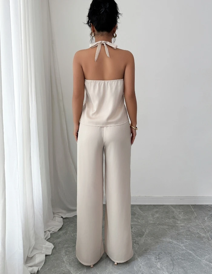 2025 New Neck Hanging Vest Straight Leg Pants Set