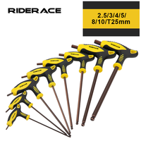 T25 2.5/3/4/5/6/8/10mm Bike Hex Key Allen Wrench T-Shaped Extended Plastic Handle With Double Ends Multifunctional Hand Tool