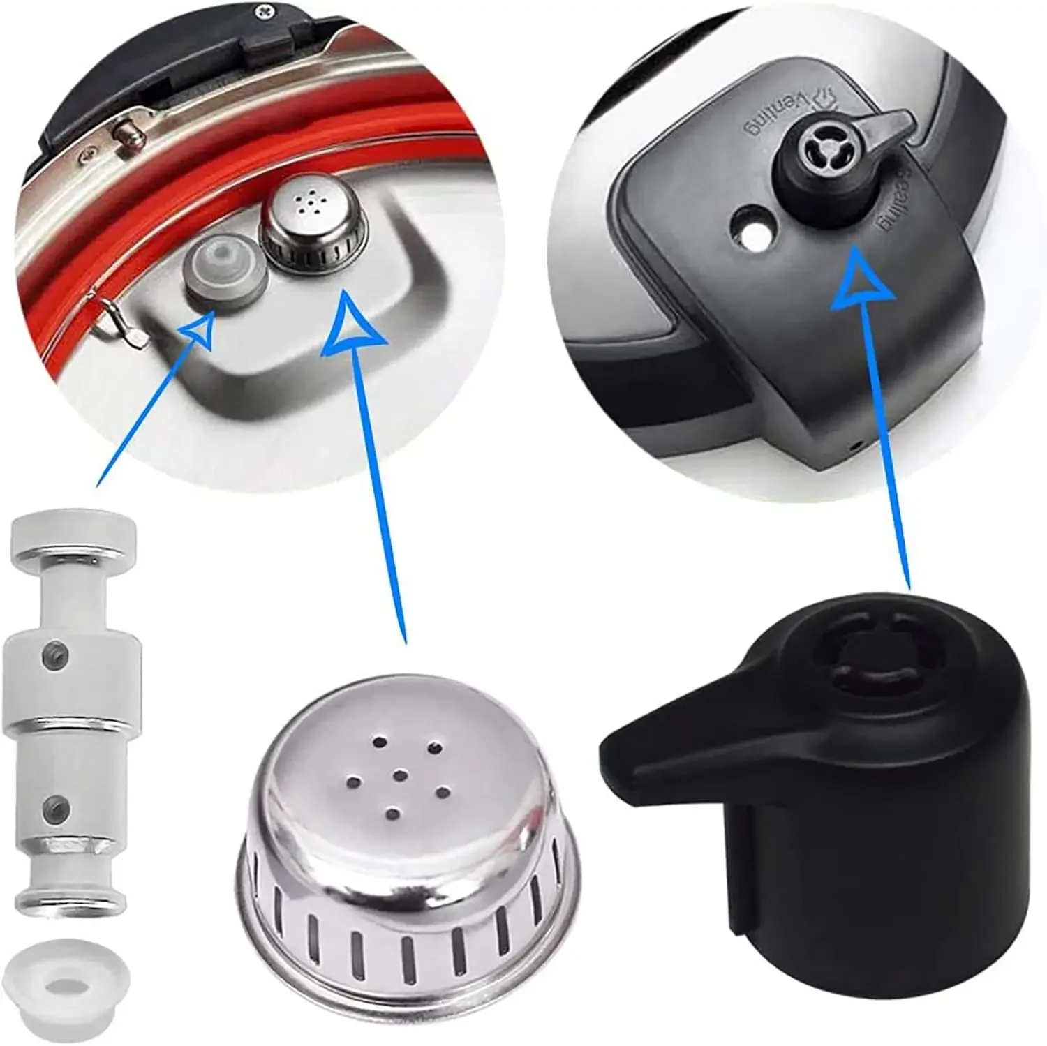 For Instant Pot Duo/Plus 3, 5, 6 Quart Steam Release Handle, Original Floating Valve Replacement Parts, with 3 Silicone Covers - view 3
