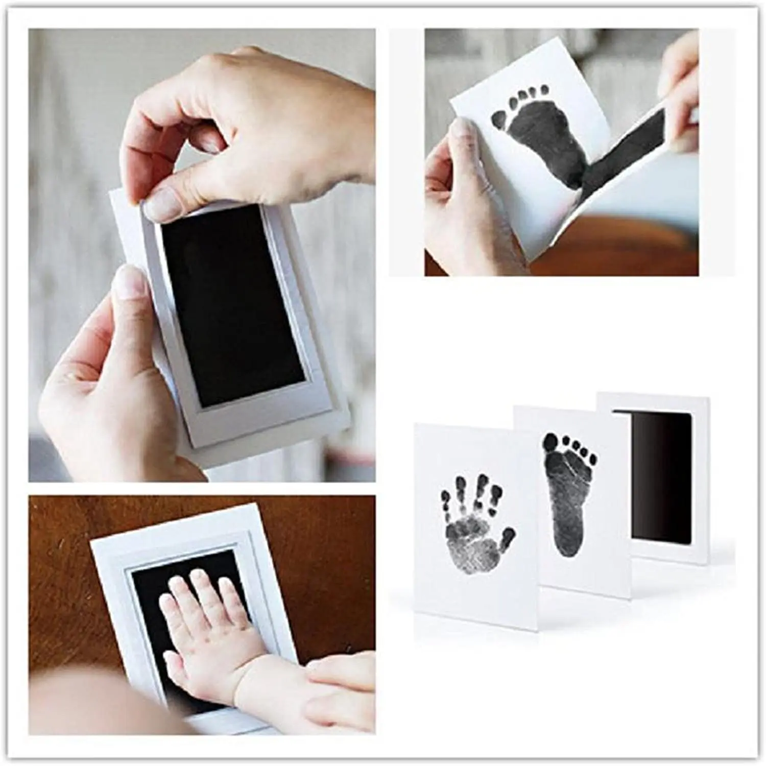 Newborn Baby DIY Handprint Footprint Kit Ink Pads Photo Frame Handprint Toddlers Souvenir And Pet Cat Dog Paw Prints