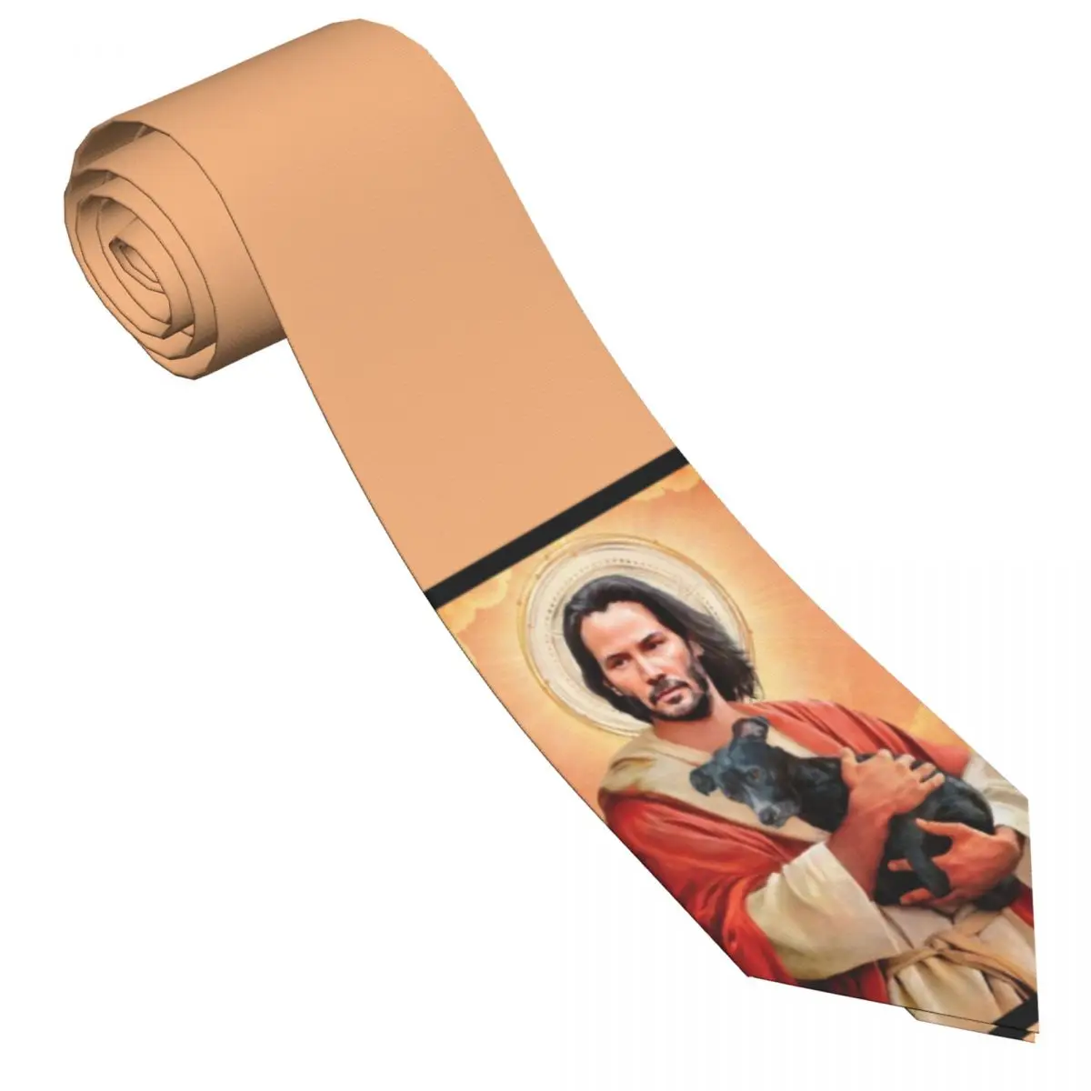 Jesus And Dog Tie Painting Wedding Neck Ties Men Cool Fashion Necktie Accessories Quality Printed Collar Tie