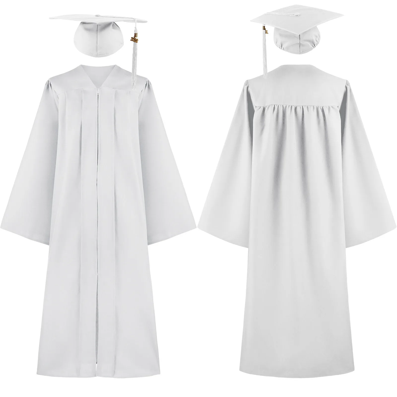 Robe Universitaire de Remise de Diplôme avec Capuchon de Mortier pour Adulte, Costume Académique avec Fermeture Éclair, 2024