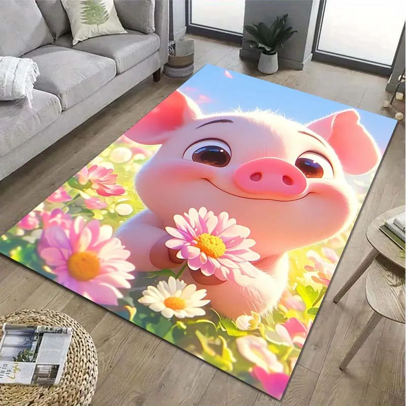 Cute Pig Piggy Pattern Floor Rug Carpets 15 Sizes Living Room Bedroom Bedside Bathroom Floor Mat Area Rug Pink Room Decor Gift