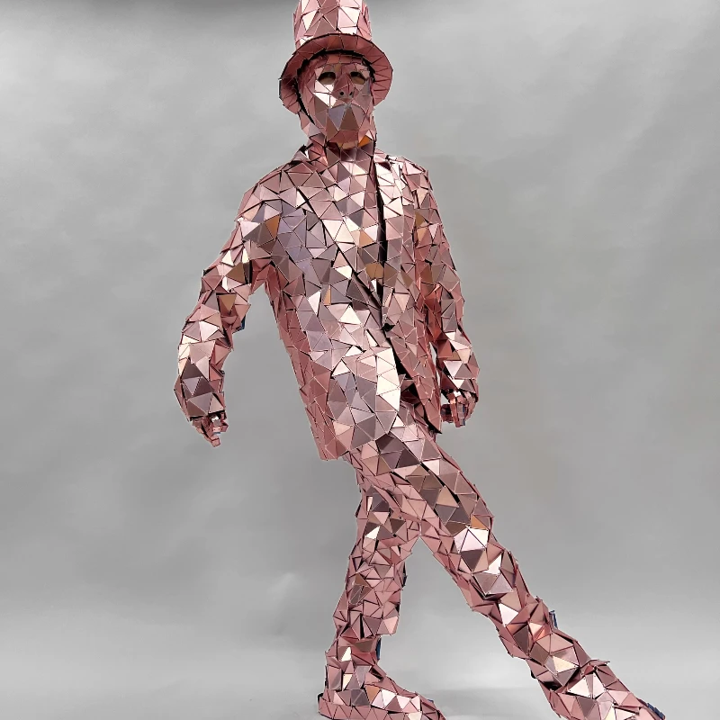 

Pink Mirror Men Costume Stage Performance Party Show Clothing Coaplay Dj Bar Singer Nightclub Costumes Festive Cosplay Suit