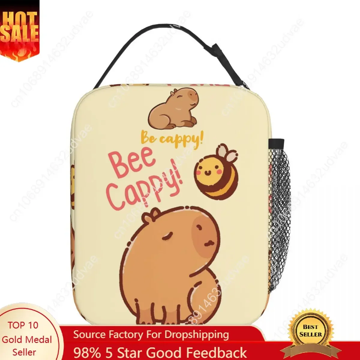 Bee And Capybara Thermal Insulated Lunch Bags for Travel Bee Cappy Reusable Food Container Bags Cooler Thermal Lunch Boxes