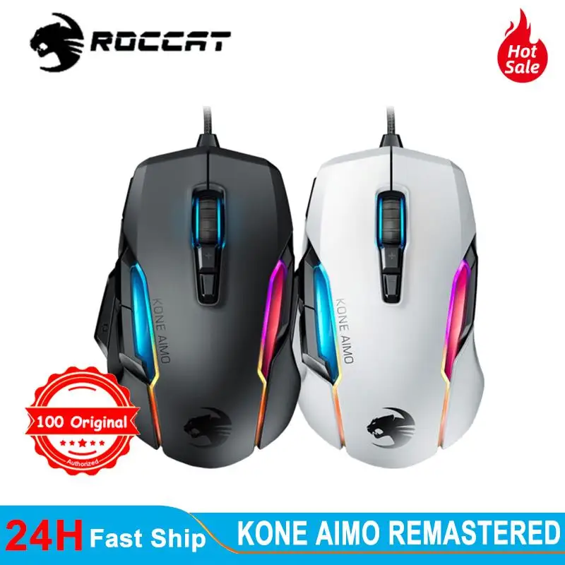 

Игровая мышь ROCCAT Kone AIMO (remastered), высокоточный оптический датчик «Сова-глаз» (от 100 до 16,000 DPI), Черная