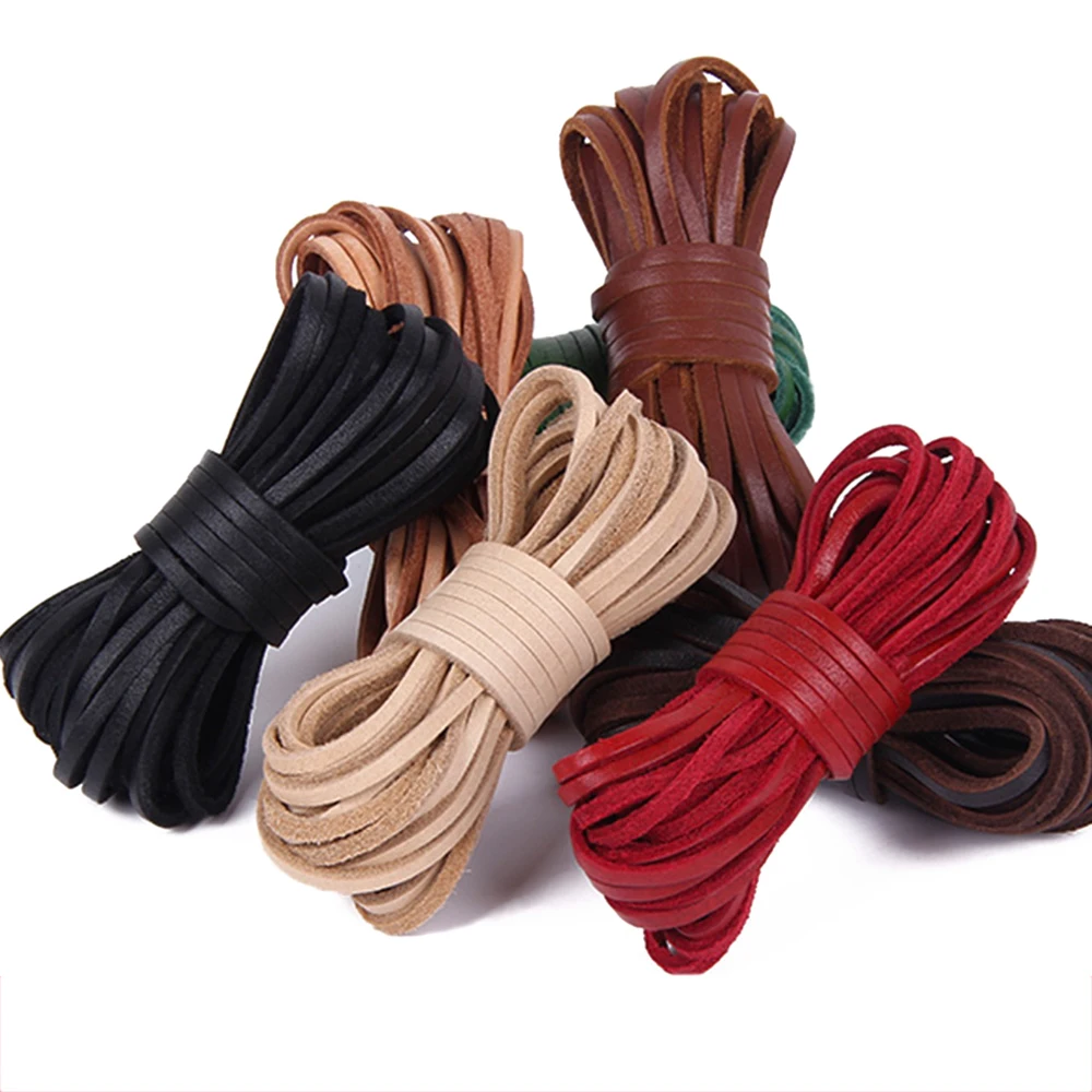 5 Meters High Quality Flat Genuine Leather Cord Leather Strip Leather Ribbon Accessories For Leather Bracelets Jewelry Making