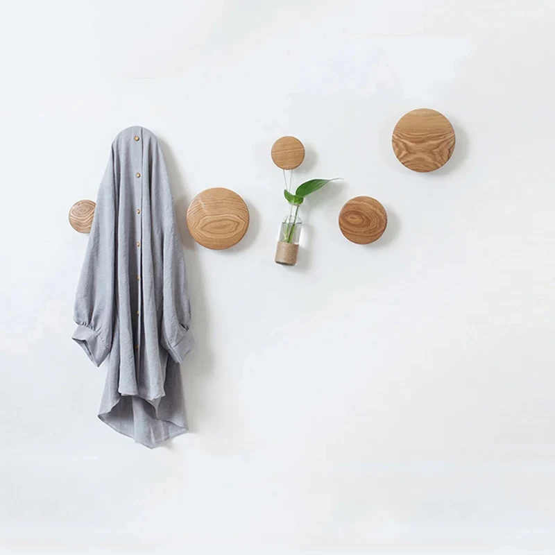 Wall Coat Rack Wooden Round Wall Hook Living Room Bedroom Porch Coat Rack Decorative Towel Hook Decorative Wooden Round Hook