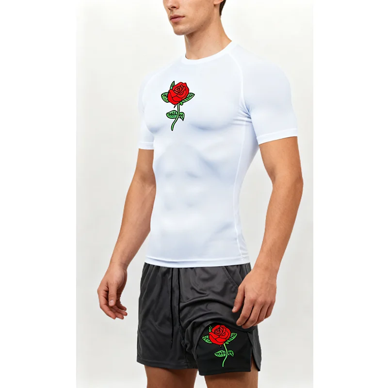 Новинка 2025 года, мужская рубашка для спортзала, спортивная футболка для бега, быстросохнущие шорты 2-в-1 с короткими рукавами, летние, спортивный комплект для фитнеса и бега