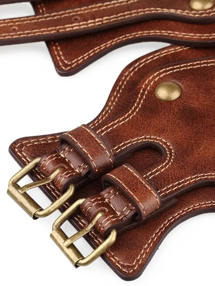 Luxuriöser breiter elastischer Damengürtel für Damen, Mantel, Hemd, Kleid, Doppelnadel-Schnalle, Leder, wild, Vintage-Mode, Taillenversiegelung – Detail 5