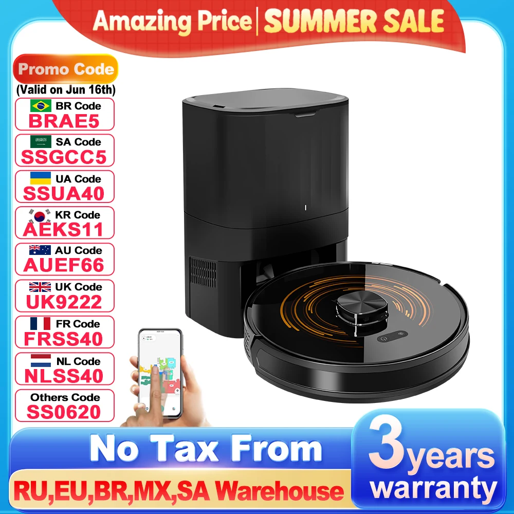 Robot Mop Abir R30, Zelfreinigende Vuilnisbak, Dubbele Laser, Geavanceerd Kaartbeheer, Auto Slim Tapijt Vloerwassen