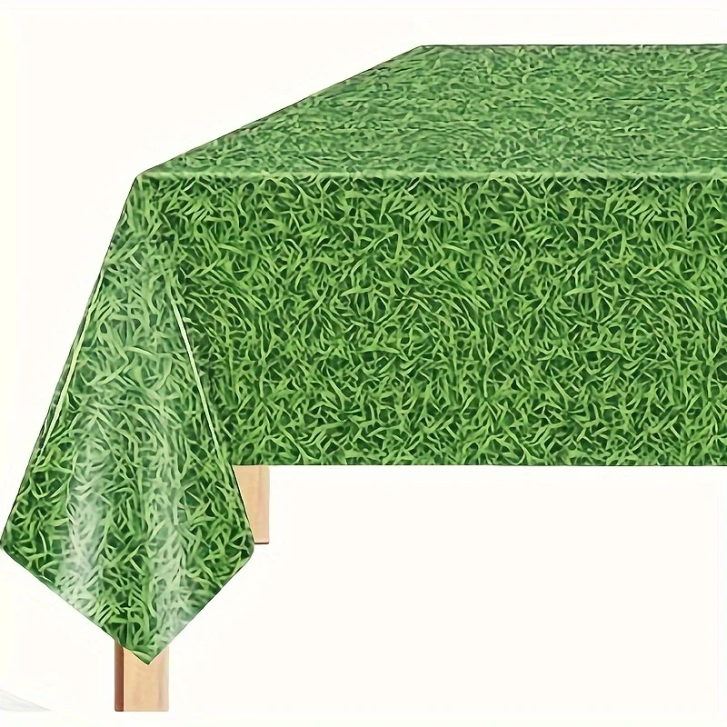 53.94 x 107.87 inch Rectangular Faux Green Grass Table Covers for Soccer Theme, Birthday Parties, Sports Events