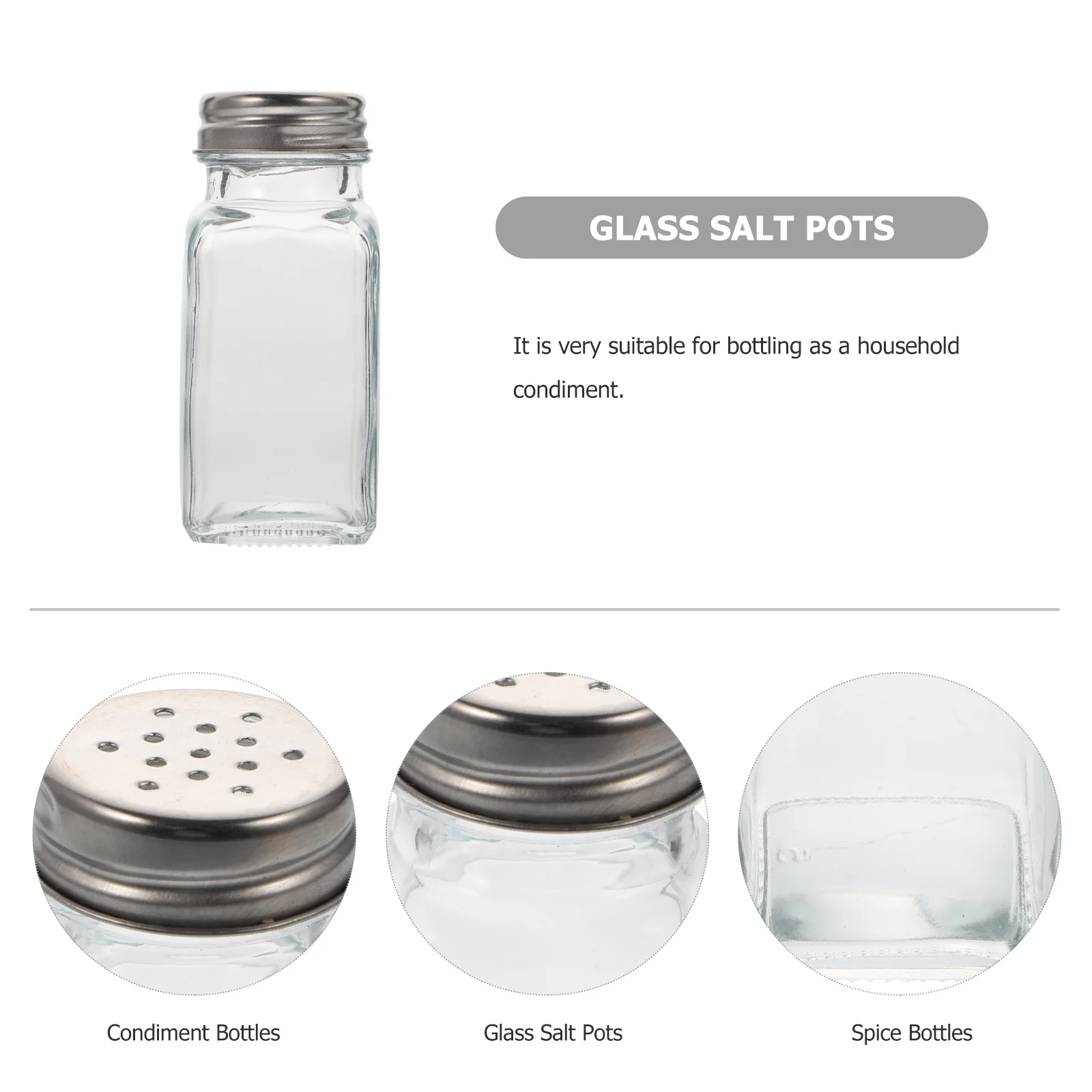 

10Pcs Seasoning Bottles Clear Glass Body Rustproof Stainless Steel Lid Kitchen Spice Storage Containers Spice Bottles