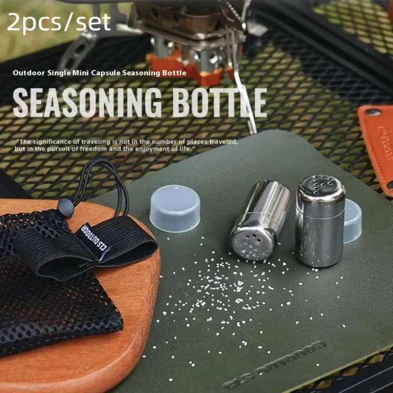 2 قطعة صغيرة الفولاذ المقاوم للصدأ التوابل شاكر التوابل جرة الملح زجاجة سكر الفلفل التوابل شاكر زجاجة Multifu موزع أداة الطبخ #2