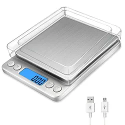 Rechargeable LCD Digital Kitchen Scale Mini Stainless Steel Precision Jewelry Electronic Balance Weight Electronic Digital Scale