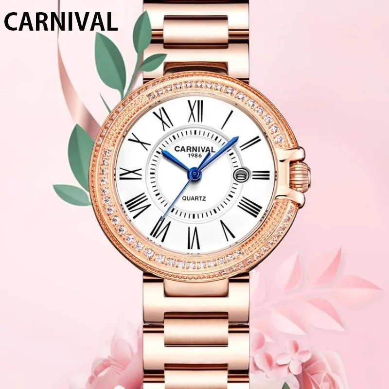 

Iw Carnival Ultra Thin Dial For Women Watch Stainless Steel Bling Diamonds Fashion Quartz Wristwatches Lady New Relogio Feminino