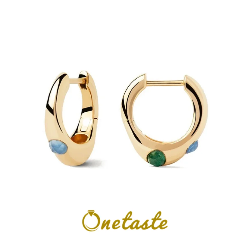 

925 Sterling Silver Puffy Circle Colored CZ Huggie Hoop Earrings Women Trendy Simple Stackable Small Earring Lightweight Gift