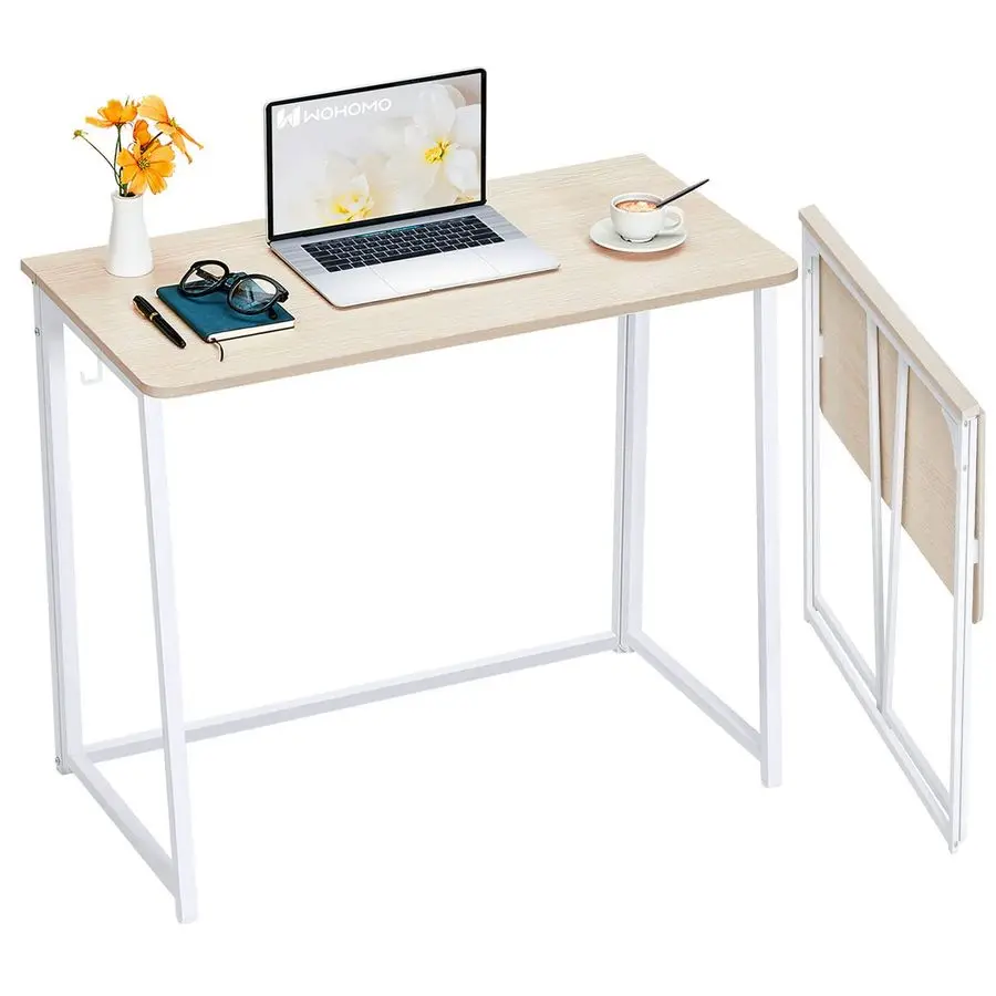 

Folding Desk, Small Foldable Desk 31.5 for Small Spaces, Space Saving Computer Table Writing Workstation for Home Office, Easy