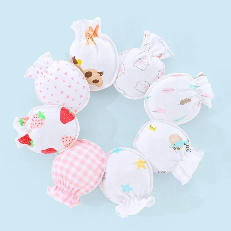 

J15U Simple Baby Knitting Mitten Newborn Anti-eat Hand Anti-Grab Face Protect