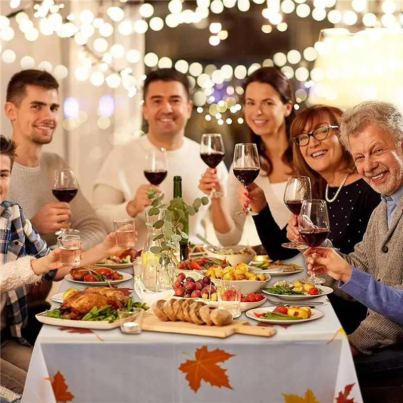 EYFL-8X Thanksgiving Autumn Leaf Tablecloth Autumn Maple Leaf Tablecloth Waterproof Rectangular Plastic Tablecloth