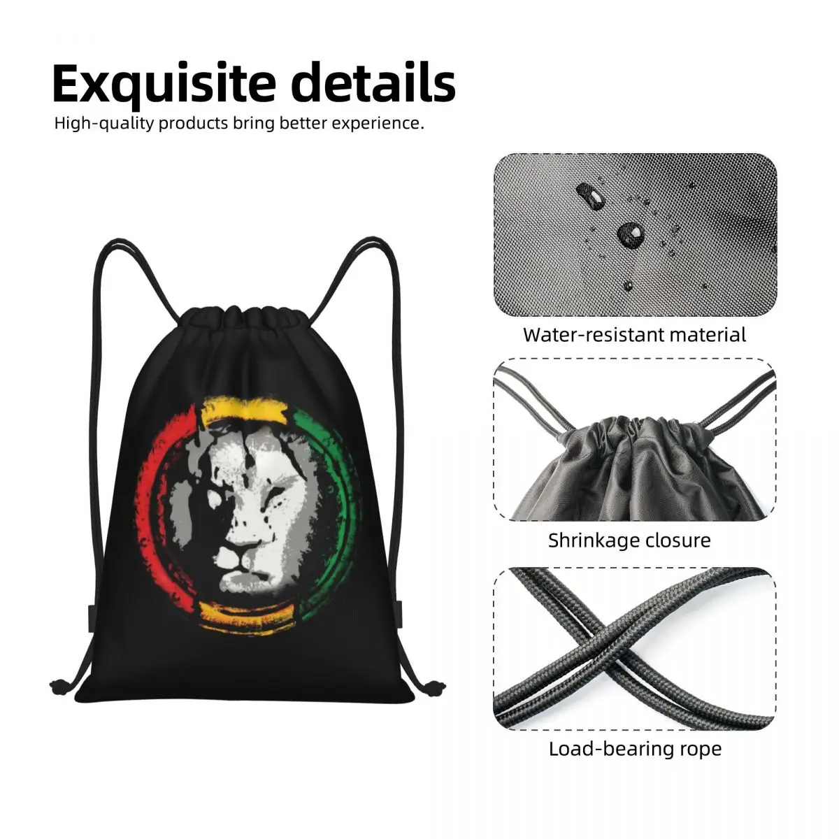 Rasta Reggae Lion Drawstring Bags Men Women Portable Sports Gym Sackpack Jamaican Pride Training Storage Backpacks