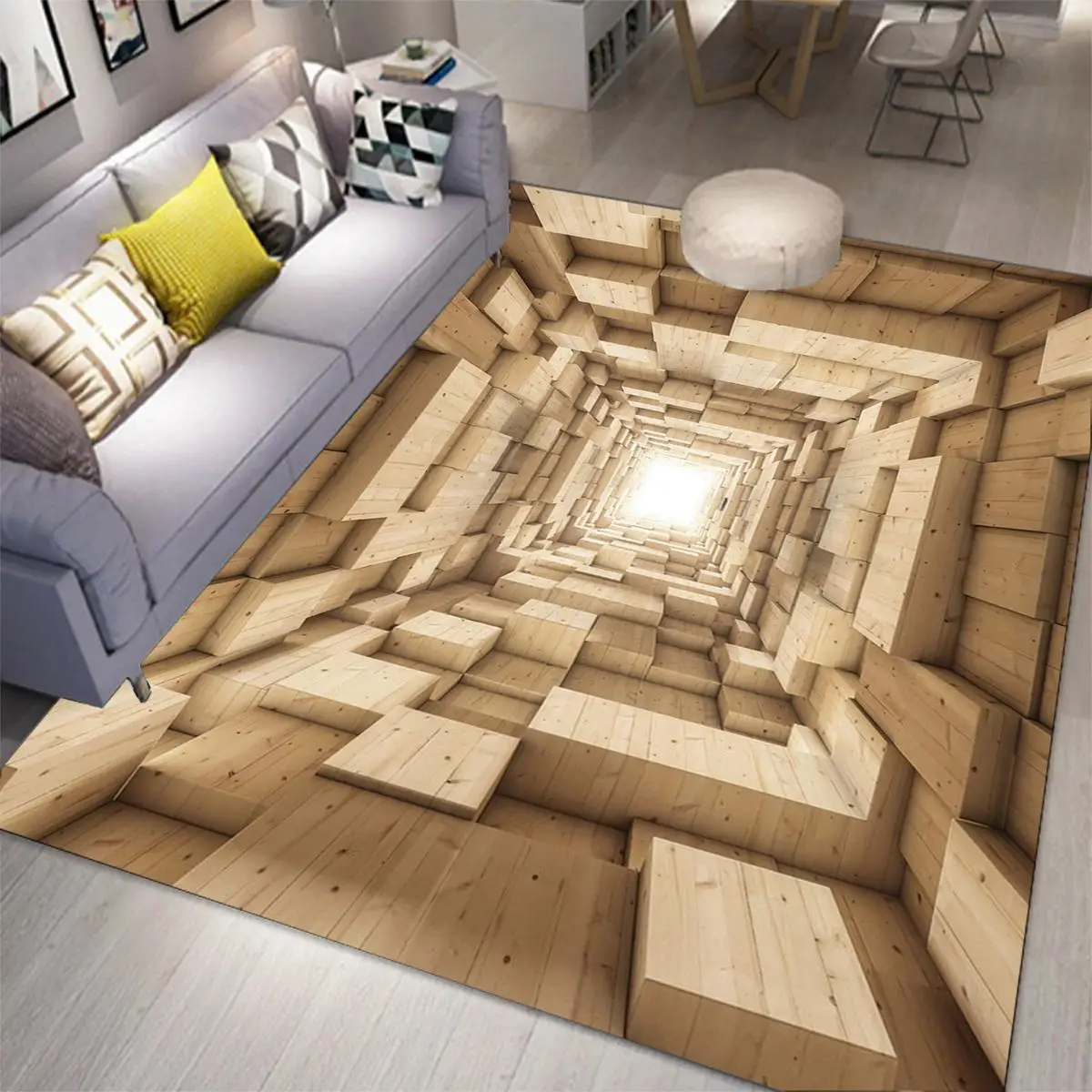 3D Vortex Illusion Area Rug, Creative Optical Geometric Door Mat, Abstract Non-Slip Floor Carpet for Living Room Decor