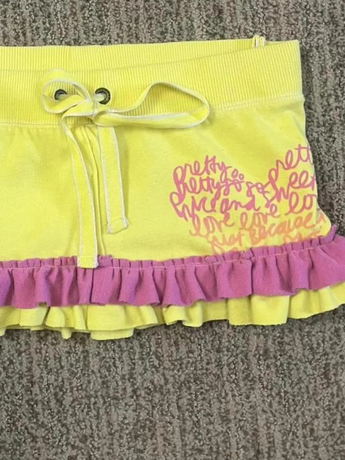 Subculture Sexy Skirts Letter Summer Shorts Skirt Slim Low-waist 2000s High Street Punk Yellow Mini Skirt Y2k Ruffle Aesthetic