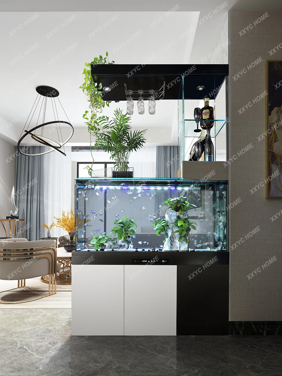 Fish Tank Partition Screens Change Water Ecological Bottom Filter Intelligent Integrated Large Glass Aquarium