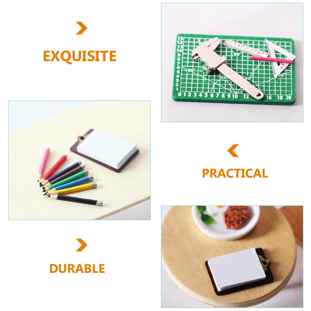 

1 set Simulation Learning Set Miniature School Supplies Kit Adorable Books Pencils School Bag Fake Tools Decor Accessory