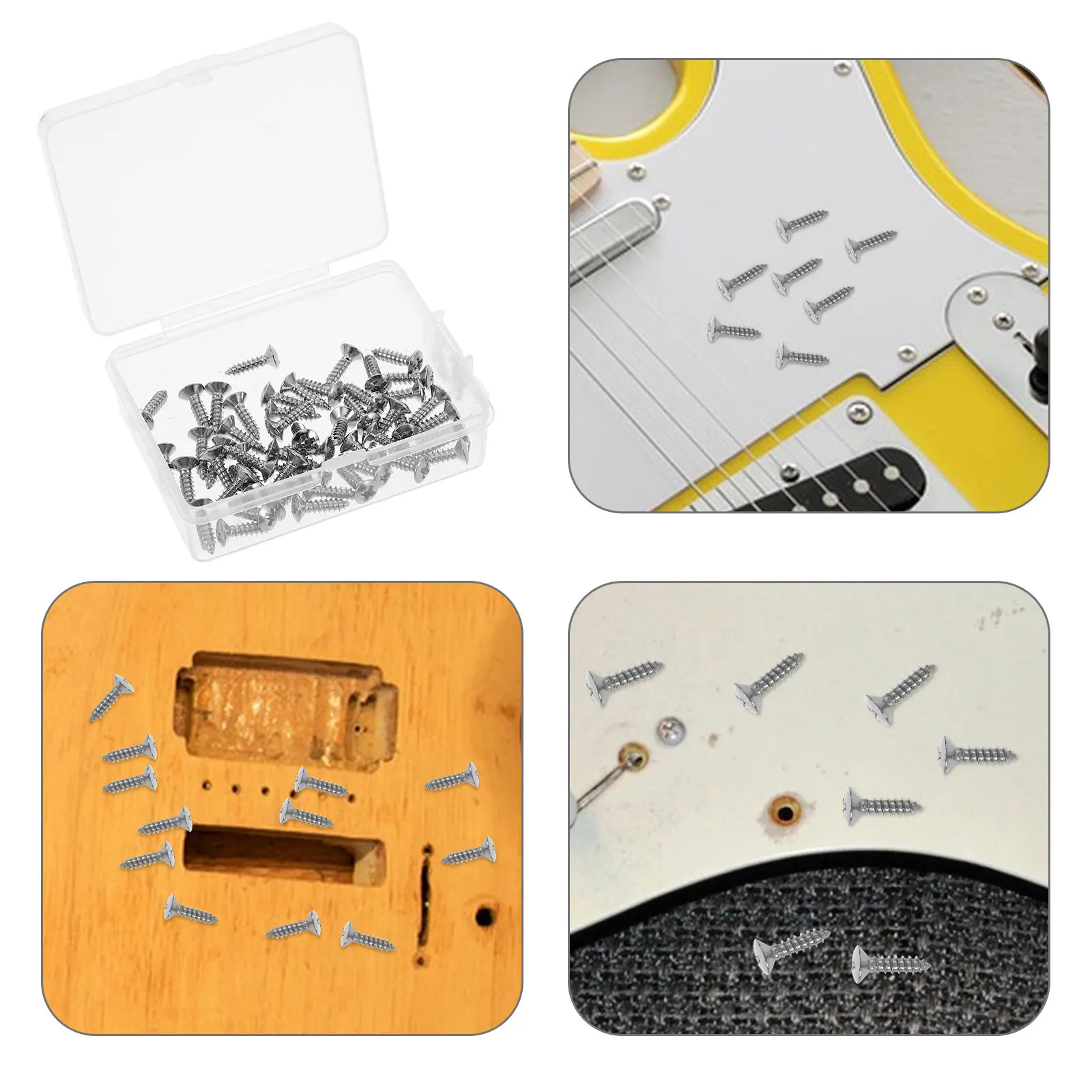 50Pcs Pickguard Mounting Screws for Electric Guitar Bass Precision Engineered Metal Hardware Kit Guitar Pickup Ring Backplate