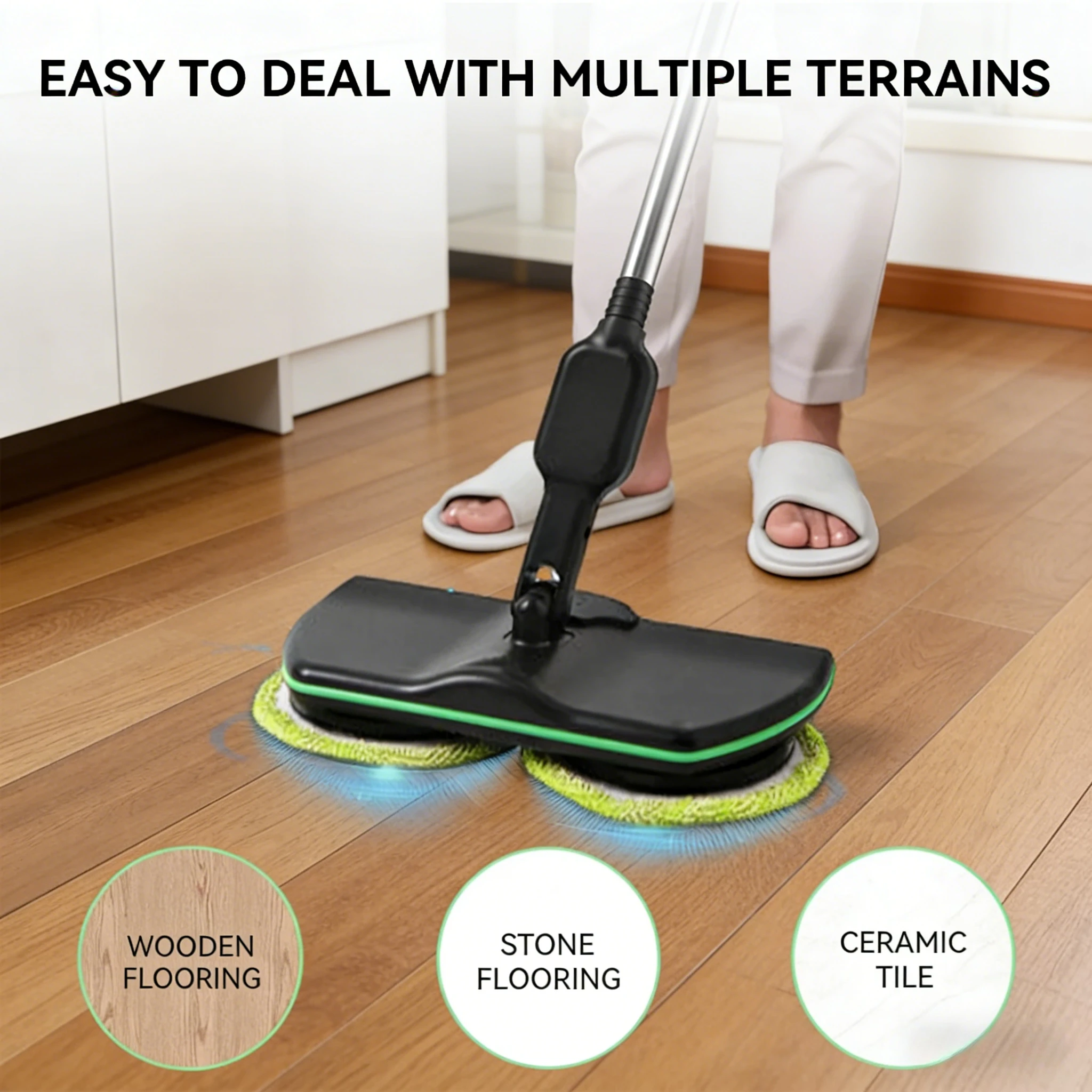 

Беспроводная электрическая швабра с аккумулятором 2000 мАч, вращающаяся, с функцией впитывания воды, с ножным управлением, перезаряжаемая, для чистки и полировки твердых полов и плитки