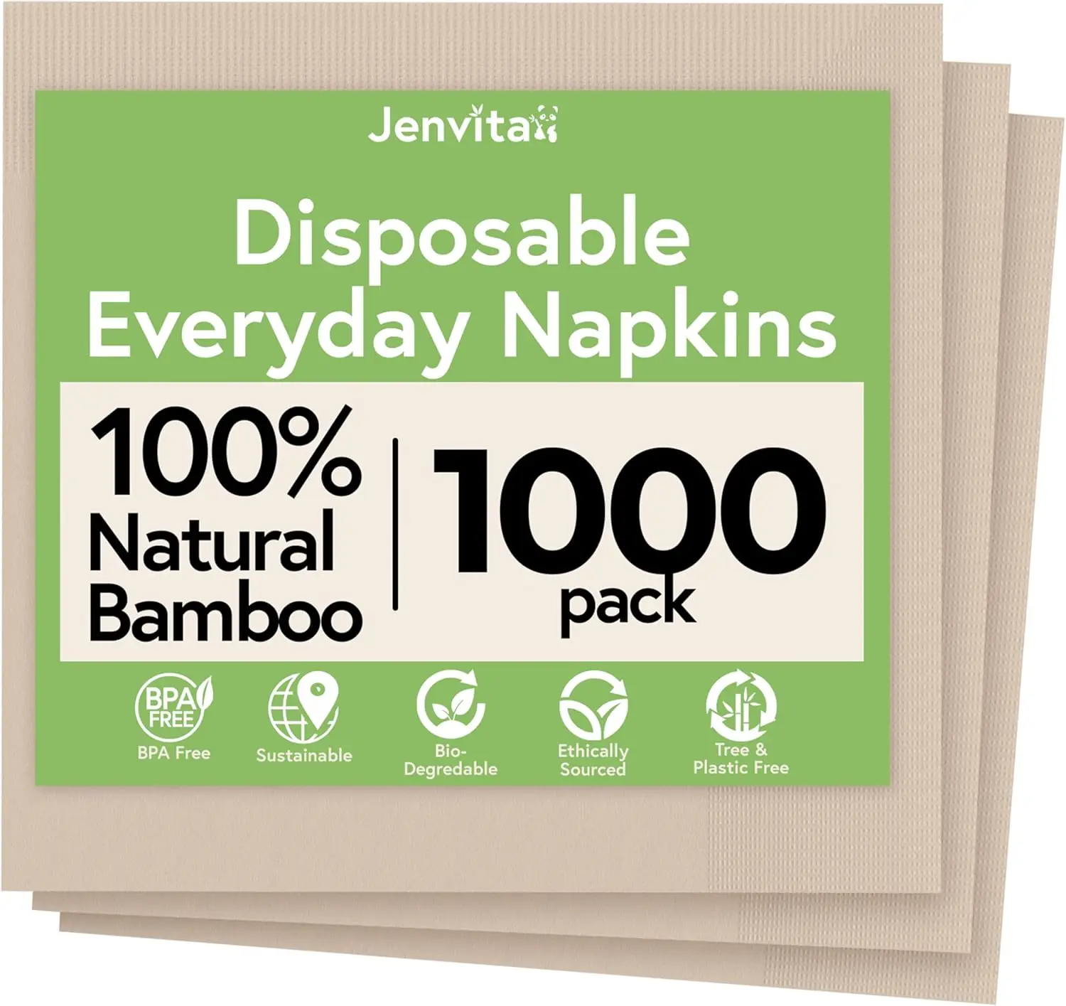 

Eco-Friendly 100% Bamboo Compostable Napkins, 1000-Pack Brown Disposable for Events & Dining, FSC Certified 2-Ply Paper Towels