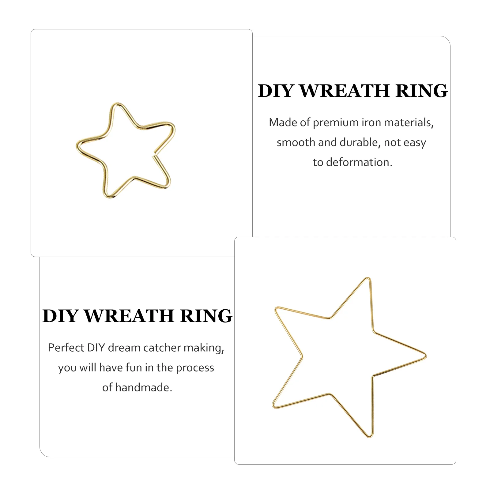 

4pcs Star Shaped Metal Craft Rings For Dream Catcher Making Diy Wreath Decor Garden Wedding Home Wind Chimes Hanging Ornament
