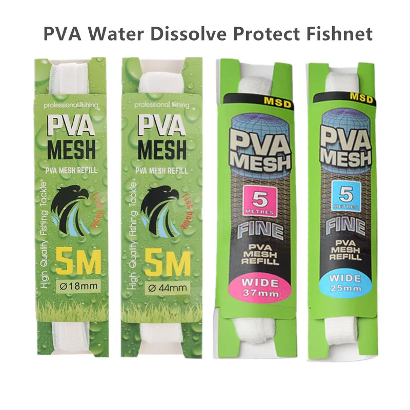 Hot Sale 5M PVA Fishing Mesh Soluble Narrow Fishing Water Soluble Mesh White Refill Stocking Bait Bag Protect Fish Net