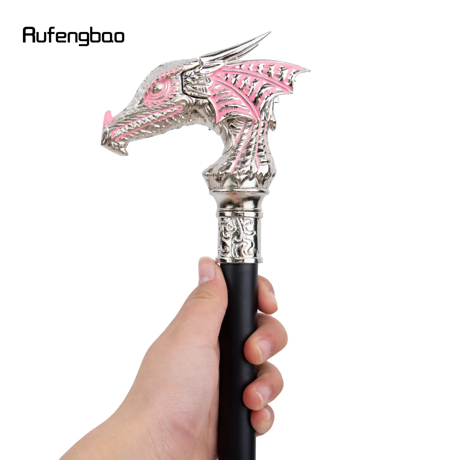 Pink White Luxury Dragon Head Walking Cane Fashion Decorative Walking Stick Gentleman Elegant Cosplay Cane Knob Crosier 94cm