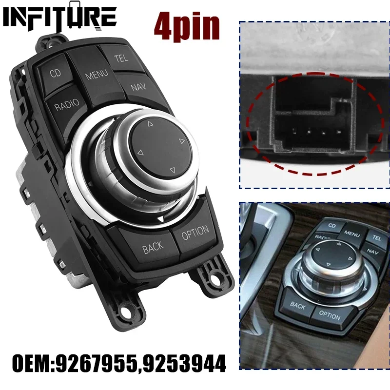 4 PIN New Media Switch Controller Joystick Switch Joystick for BMW 1/3/5 F10 F11 F30 F20 9267955 9253944