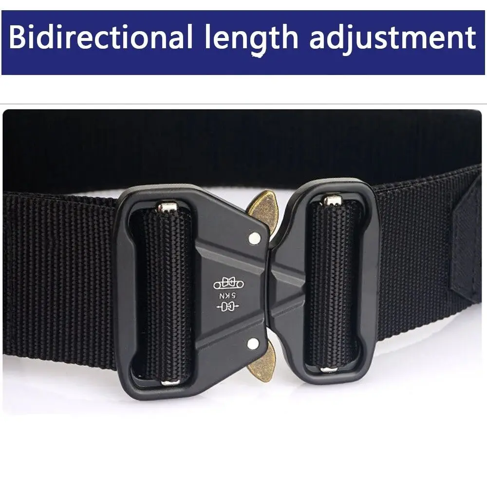 2 Inch Men's Belt Outdoor Black Tactical Belt Oxford Cloth Mountaineering Nylon Wide Waist Work Belt