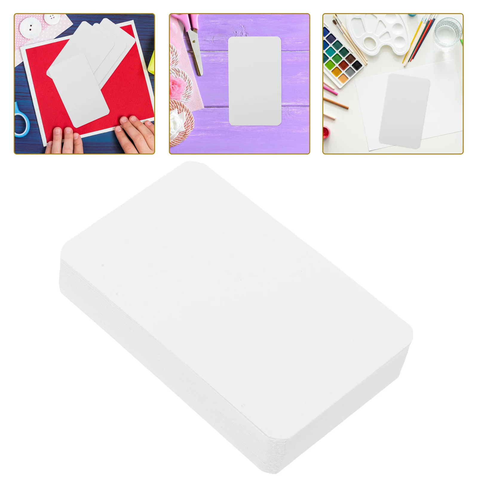 100Pcs Writable Blank Cards Smooth Paper Flash Cards for Notes Memo DIY Crafts Study Aid Learning Tools Office School