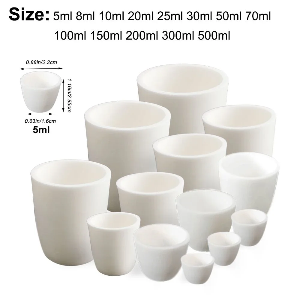 1pcs 5/8/10/20/25/30/50/70/100/150/200/300/500ml Alumina Crucible Laboratory Arc Alumina Corundum Ceramic Smelting Crucible