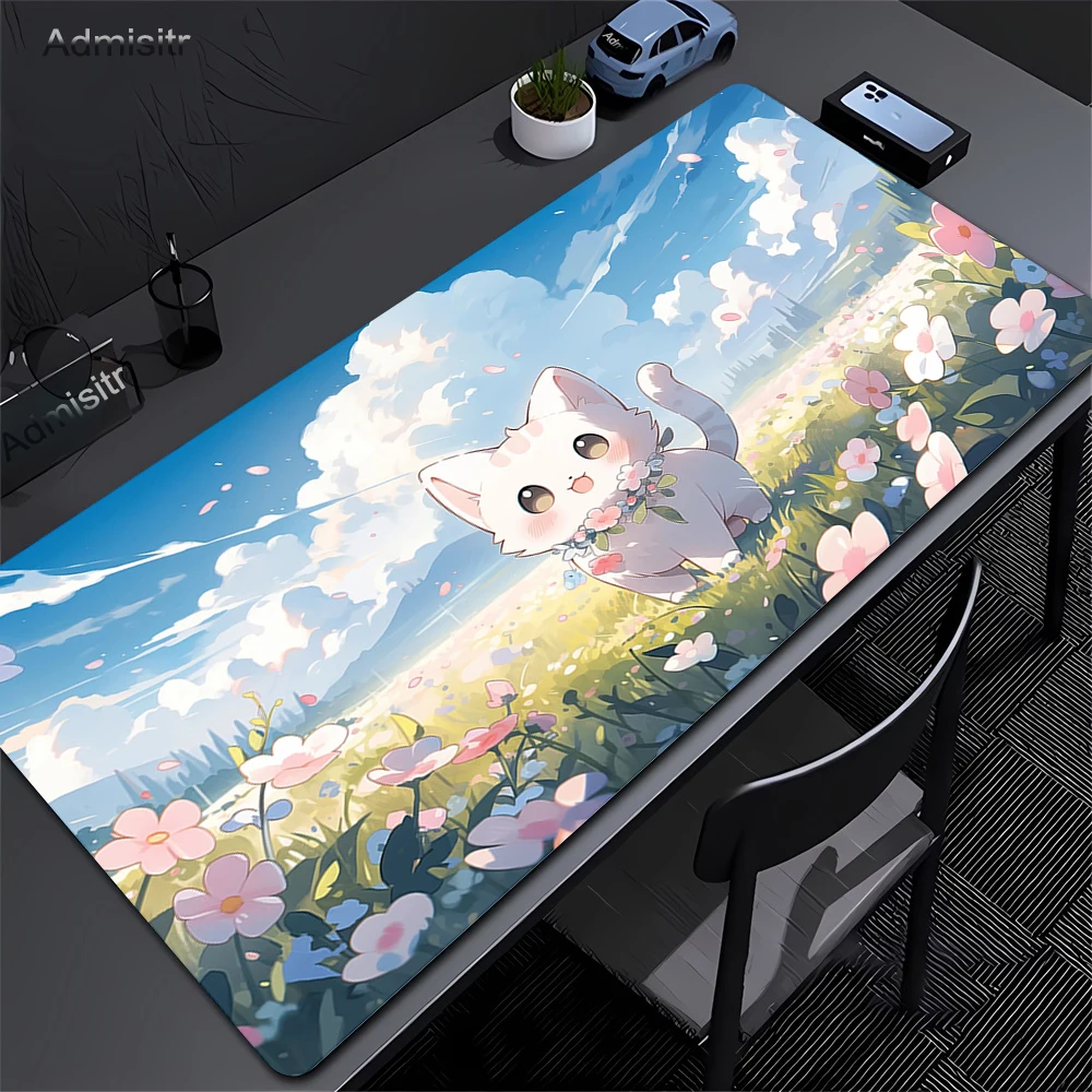 Kawaii Cute Cat Desk Mat Gamer Non-slip Mousepads Office Mouse Pad for girls' household use Large Gaming Mousepad Mouse Mats
