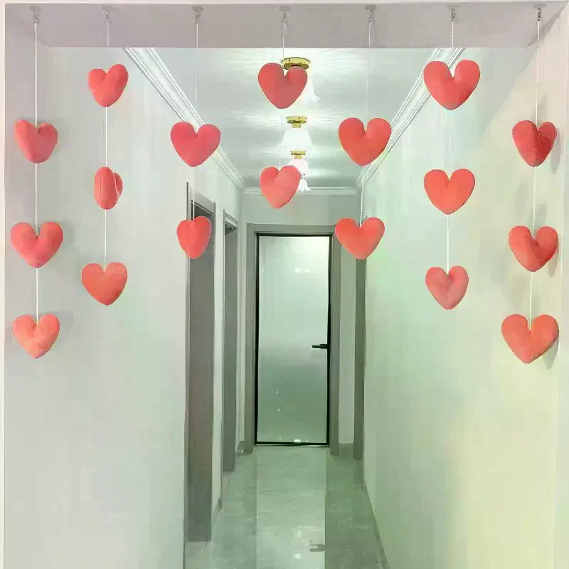 Romantic Heart Shaped Door Hanging Curtain Korean Style String Pendant Partition Door Curtain Bedroom Decoration Accessories