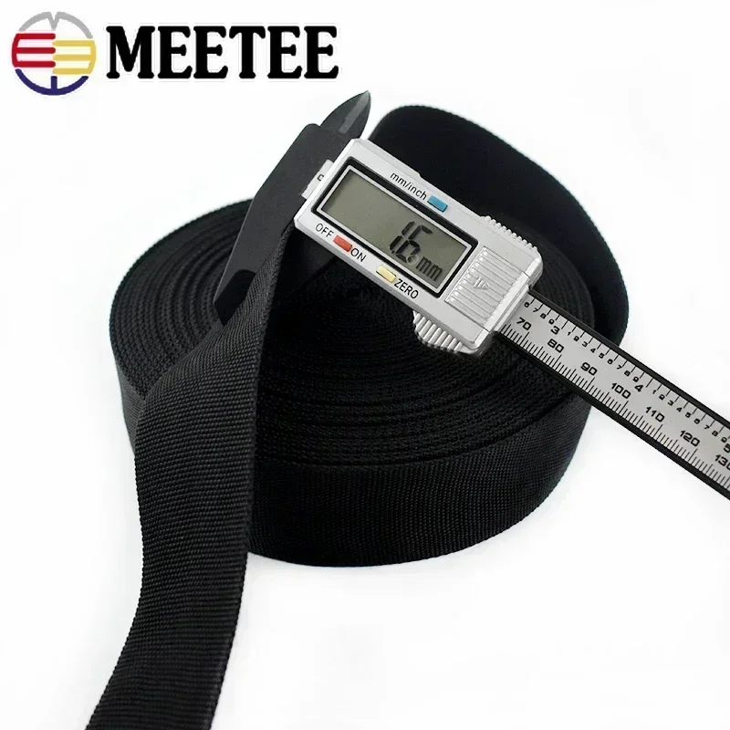 5/10M 1.6mm Thick Black Nylon Webbing Tapes 20-50mm Bag Strap Ribbon Hollow Tubular Garment Decor Band DIY Sewing Accessories