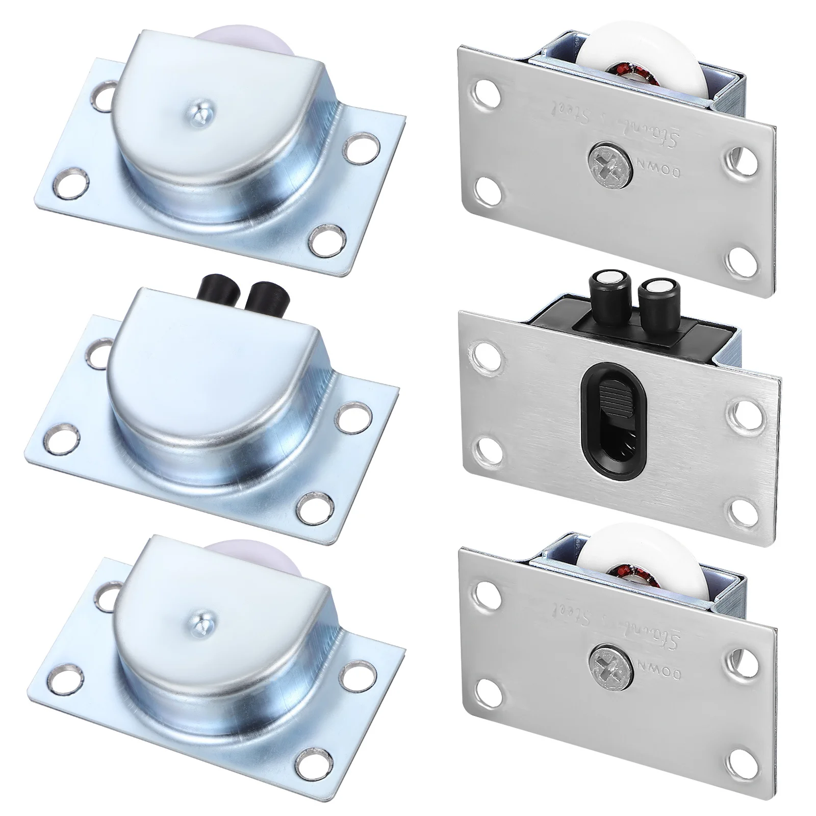 6 قطعة الفولاذ المقاوم للصدأ انزلاق الباب الأسطوانة عجلات قابل للتعديل خزانة دليل بكرة لخزانة خزانة دش الباب كتم انزلاق #3