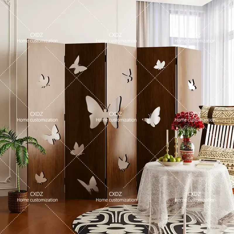 Medieval Butterfly Partition Screen Folding Room Divider for Living Room Simple Light Luxury Home Decor Mobile Baffle Block